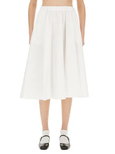 Aspesi Flowing A-line Midi Skirt In White