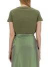 Aspesi Cotton T-shirt With Side Pocket And Tie Waist In Military Green