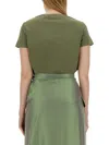 Aspesi Cotton T-shirt With Side Pocket And Tie Waist In Military Green