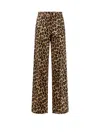 Aspesi Animal Print Cotton Trousers With Button Detail In Brown