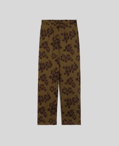 Aspesi Cotton Trousers With Hibiscus Print