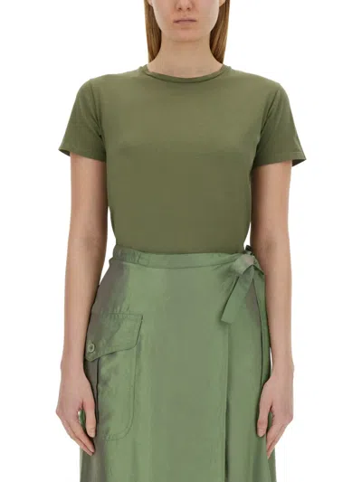 Aspesi Khaki Solid Crew Neck T-shirt In Green