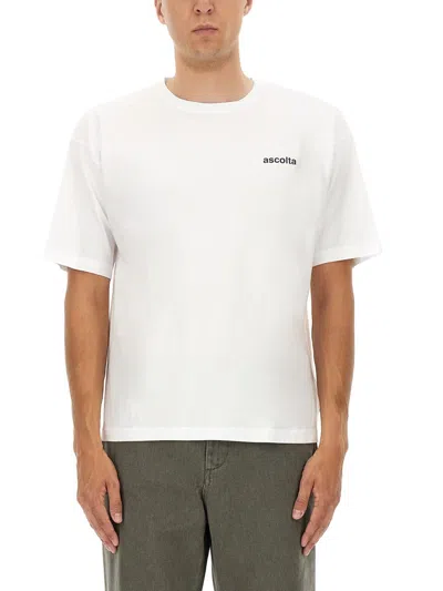 Aspesi Cotton T-shirt With 'listen' Print In White