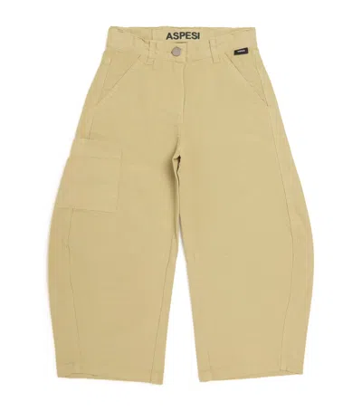 Aspesi Kids' Cotton Wide-leg Trousers In Beige