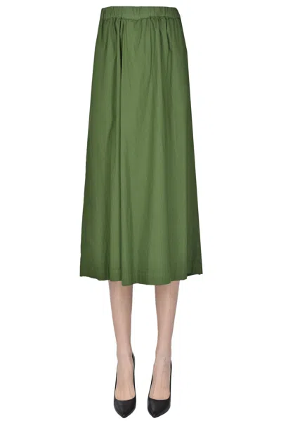 Aspesi Cotton Wide Skirt In Green