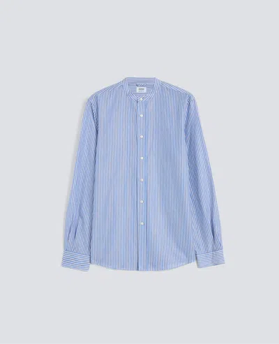 Aspesi Cotton-linen Striped Korean Shirt In Blue