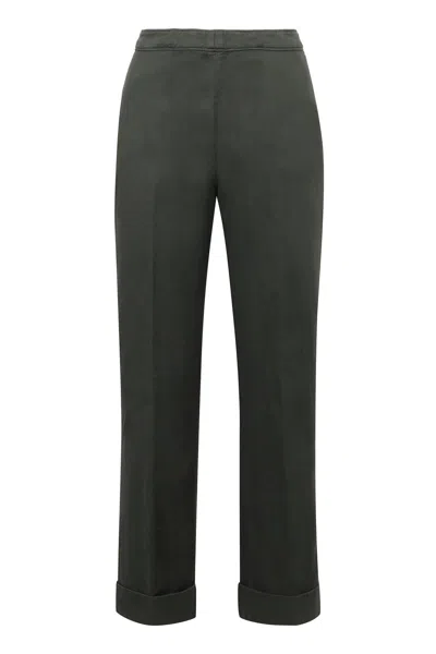 Aspesi Cotton-linen Trousers For Women In Green