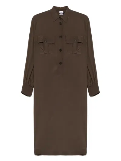 Aspesi Crepe Midi Dress In Green
