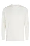 Aspesi Crew Neck Cotton Sweater With Ribbed Trim In White