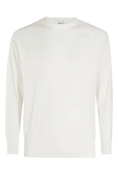 Aspesi Crew Neck Cotton Sweater With Ribbed Trim