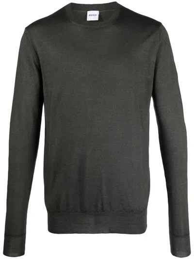 Aspesi Crew Neck Mélange-effect Jumper In Grey