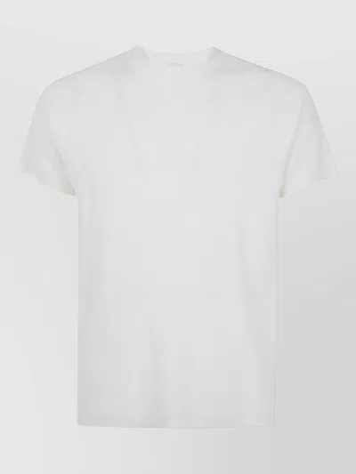 Aspesi Crew Neck Plain Straight Cut Short Sleeve T-shirt In White