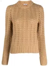 Aspesi Maglione Girocollo In Maglia Pointelle In Neutrals