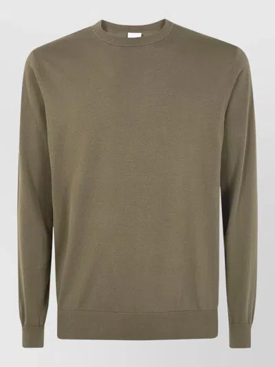 Aspesi Crew Neck Sweater Long Sleeves Ribbed Trims In Green