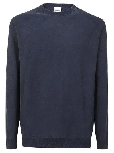Aspesi Crewneck Knitted Pullover In Navy