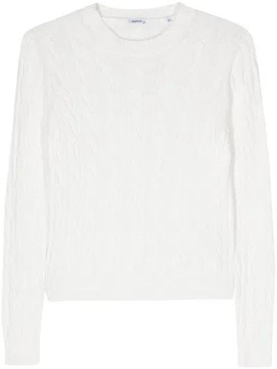 Aspesi Cable-knit Cotton Jumper In Bianco