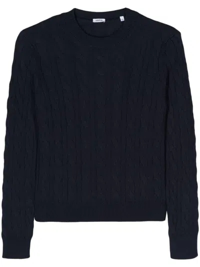Aspesi Cotton Cable-knit Jumper In Navy