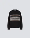Aspesi Crewneck Sweater In Cotton, Hemp And Wool Blend In Black