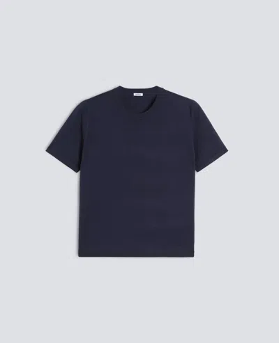 Aspesi Crewneck T-shirt In Cotton, Silk And Linen Blend In Blue
