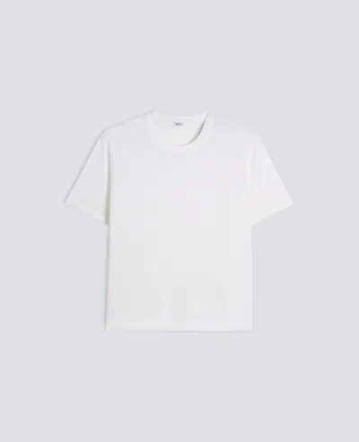 Aspesi Crewneck T-shirt In Cotton, Silk And Linen Blend In White