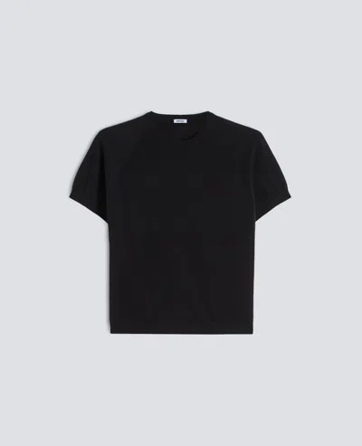 Aspesi Crewneck T-shirt In Pure Cotton Yarn In Black