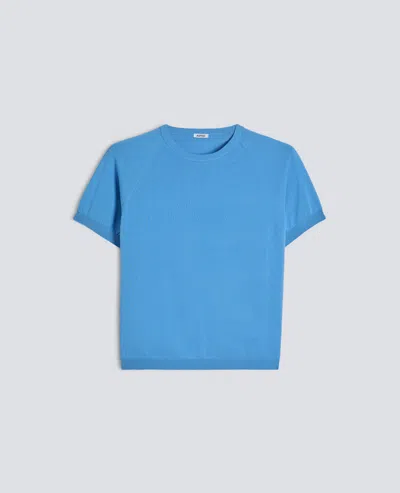 Aspesi Crewneck T-shirt In Pure Cotton Yarn In Blue