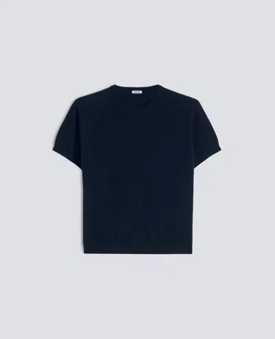 Aspesi Crewneck T-shirt In Pure Cotton Yarn In Blue