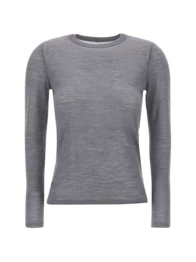 Aspesi Crew-neck Long-sleeve Knit Top In Gray