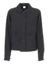 Aspesi Cropped Black Jacket With Classic Collar In Gray