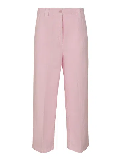 Aspesi Cropped Buttoned Trousers In Pink