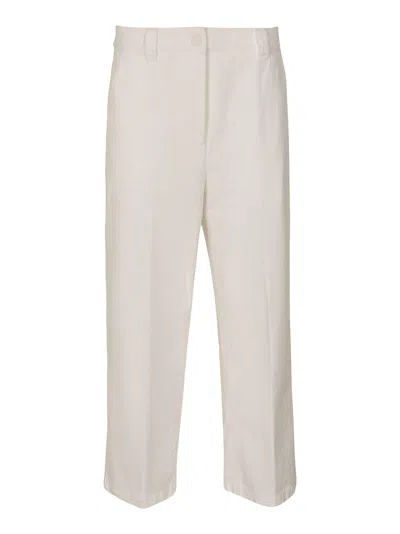 Aspesi Cropped Buttoned Trousers In Bianco