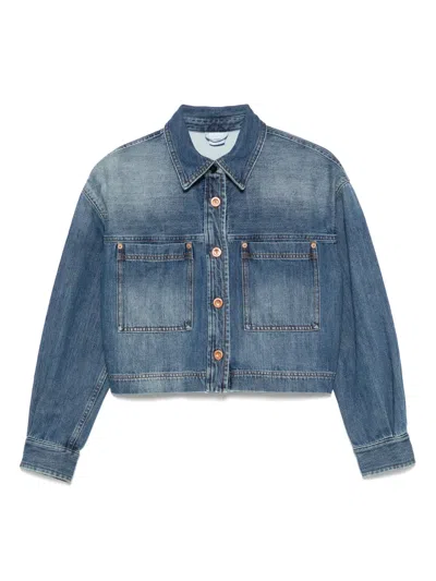 Aspesi Cropped Denim Jacket In Blue