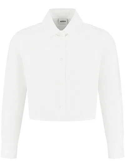 Aspesi Kids' Cropped Shirt In 白色