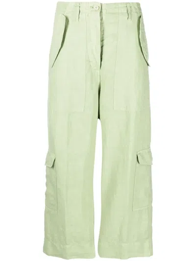 Aspesi Cropped Straight-leg Trousers In Grün