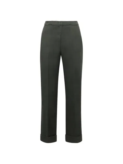 Aspesi Cotton-linen Trousers With Back Welt Pocket In Green