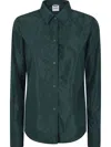 Aspesi Curved-hem Button-up Shirt In Green