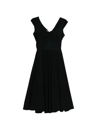 Aspesi Cut-out Ruched Midi Dress In Black