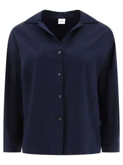 Aspesi Cutaway Collar Cotton Shirt In Blue