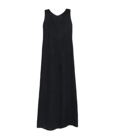 Aspesi Cut-out Tie-fastening Maxi Dress In Black