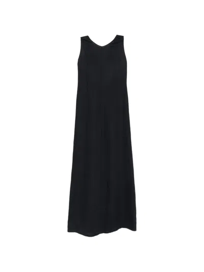 Aspesi Cut-out Tie-fastening Maxi Dress In Black