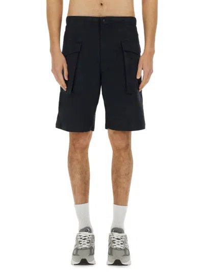 Aspesi Dark Blue Solid Shorts In Black
