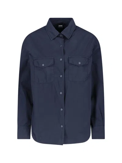 Aspesi Dark Navy Relaxed Fit Flap Shirt In Blue