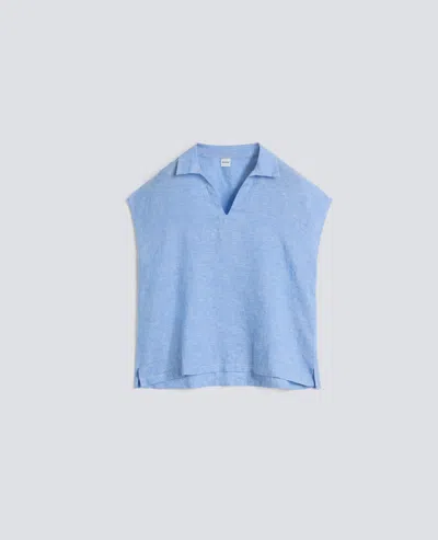 Aspesi Top With Visible Stitching Details In Blue