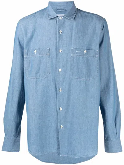 Aspesi Denim Button-down Shirt In Blau