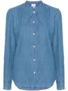 Aspesi Chinese Collar Denim Shirt In Blue