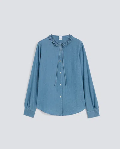 Aspesi Denim Crewneck Shirt In Blue