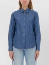 Aspesi Regular Fit Denim Shirt With Classic Collar In Blue