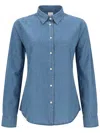 Aspesi Denim Slim Solid Shirt In Blue