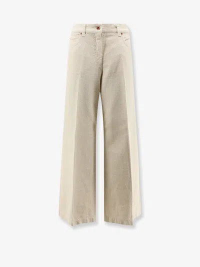 Aspesi Denim Trousers With Back Logo Patch In Sand