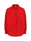 Aspesi Long Sleeve Collared Top Chest Pocket In Red